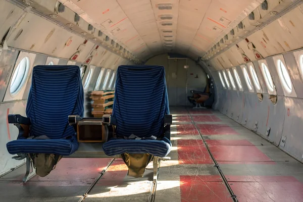 Interior do avião com assentos — Fotografia de Stock