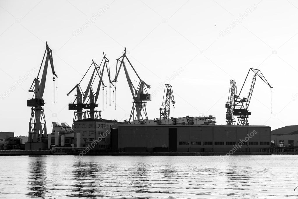 Port warehouse with cargoes