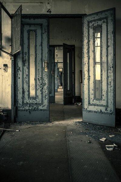 Abandoned door interior closeup photo