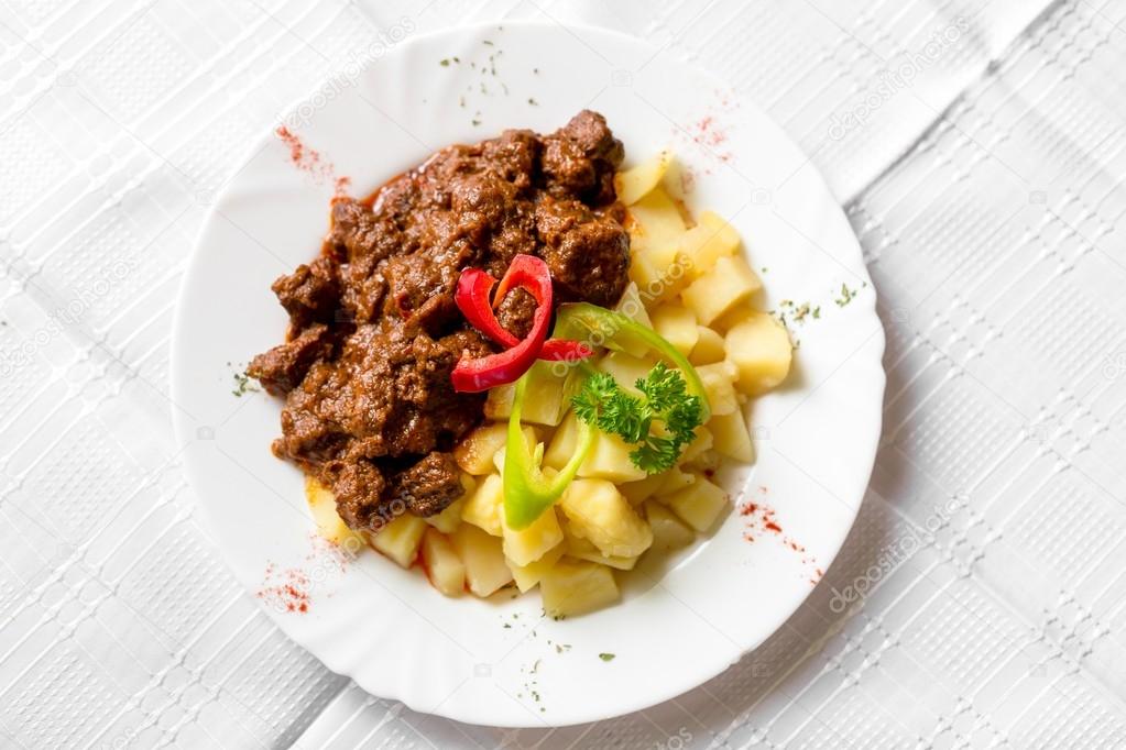 Food on white tablecloth