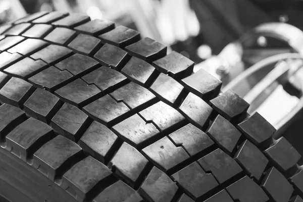 New car tyre closeup photo — Stock Photo, Image