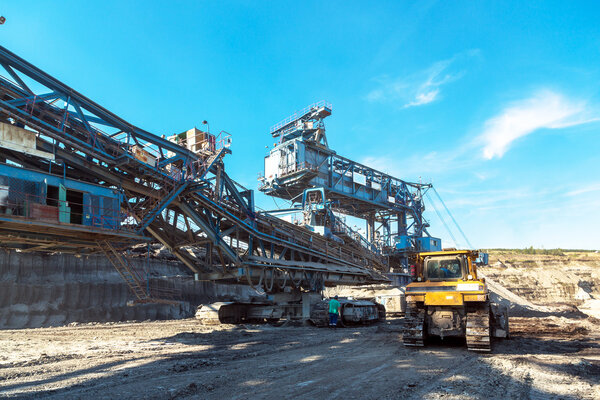 Mining machinery in the mine