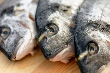 ahşap arka plan üzerinde balık