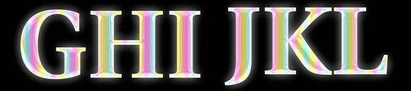 Alfabeto Holográfico Texto Cromo Iridescente — Fotografia de Stock