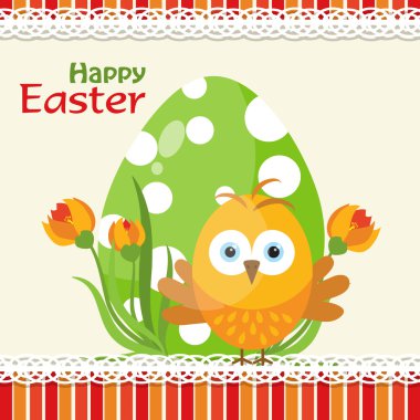Şablon Paskalya tebrik kartı, piliç, vektör