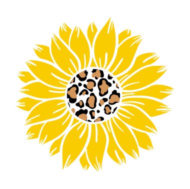 Sunflower leopard print vector illustration for chirt floral decor clipart