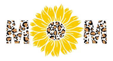 Leopar ayçiçeği anne chirt çiçek dekoru için vektör çizimi