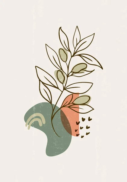 Botanische Print Boho Minimalistisch Printbare Muur Kunst Abstract Home Decor — Stockvector