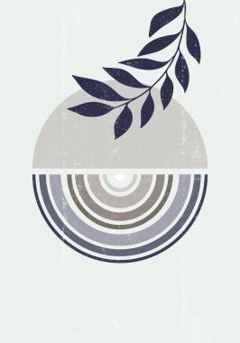 Soyut güneş ayı iz bırakır boho minimalist basılabilir duvar sanatı geometrik soyut gün batımı baskı bohem sanat eserleri, vektör