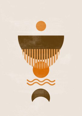 Soyut güneş ay baskısı boho minimalist basılabilir duvar sanatı geometrik soyut gün batımı baskı bohem sanat eserleri