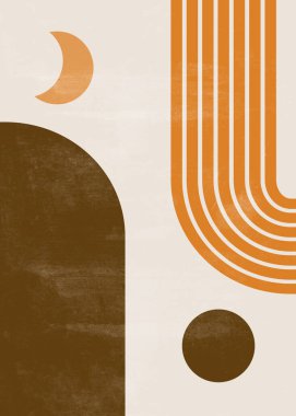 Soyut güneş ay baskısı boho minimalist basılabilir duvar sanatı geometrik soyut gün batımı baskı bohem sanat eserleri