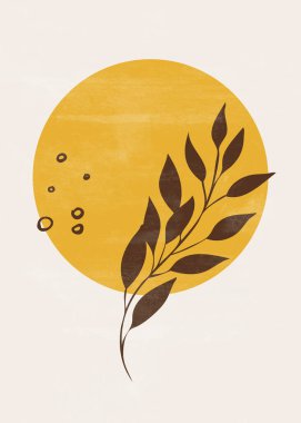 Botanik baskılı boho güneş ayı minimalist duvar sanatı soyut ev dekorasyonu çiçek deseni sanat eserleri bırakır