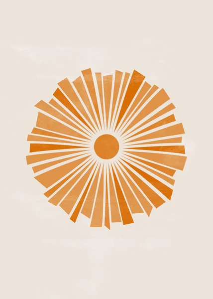 Orange Sun Tryck Boho Minimalistisk Utskrivbara Vägg Konst Geometrisk Abstrakt — Stockfoto