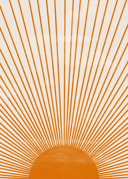 Orange Sun Tryck Boho Minimalistisk Utskrivbara Vägg Konst Geometrisk Abstrakt — Stockfoto