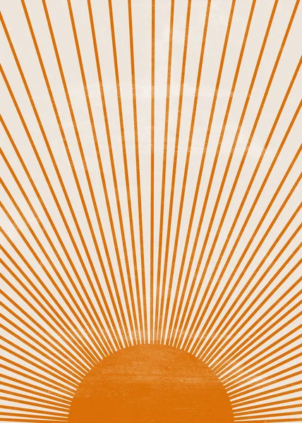 Orange Sun Tryck Boho Minimalistisk Utskrivbara Vägg Konst Geometrisk Abstrakt — Stockfoto