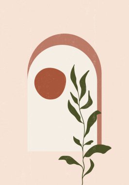 Soyut güneş ayı iz bırakır boho minimalist basılabilir duvar sanatı geometrik soyut gün batımı baskı bohem sanat eserleri, vektör