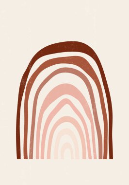 Gökkuşağı desenli boho minimalist basılabilir duvar sanatı geometrik gökkuşağı soyut resim, vektör