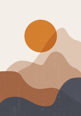 Yüzyılın ortalarında, boho minimalist basılabilir duvar sanatı, soyut ev dekoru, güneş desenli bohem sanat eserleri, vektör.