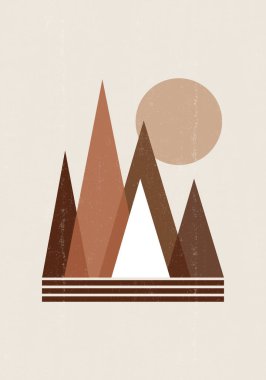 Yüzyılın ortalarında, boho minimalist basılabilir duvar sanatı, soyut ev dekoru, güneş desenli bohem sanat eserleri, vektör.