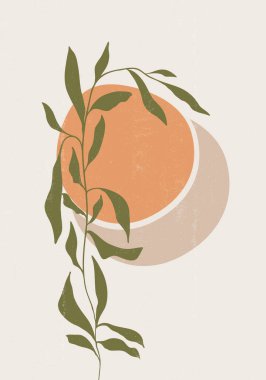 Soyut güneş ayı iz bırakır boho minimalist basılabilir duvar sanatı geometrik soyut gün batımı baskı bohem sanat eserleri, vektör