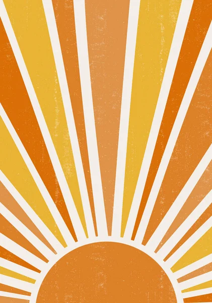 Абстрактный Отпечаток Солнца Минималистский Отпечаток Настенного Искусства Геометрический Отпечаток Заката — стоковый вектор