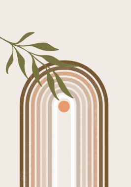 Soyut güneş ayı iz bırakır boho minimalist basılabilir duvar sanatı geometrik soyut gün batımı baskı bohem sanat eserleri, vektör