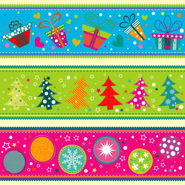 Sjabloon christmas wenskaart, lint, vector — Stockvector