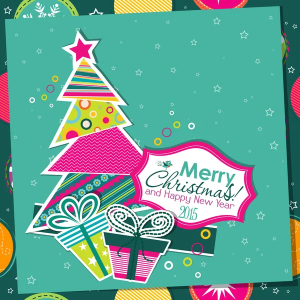 Tarjeta de felicitación de Navidad de la plantilla, vector — Vector de stock