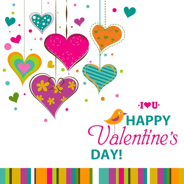 Tarjeta de felicitación de San Valentín plantilla, vector — Vector de stock