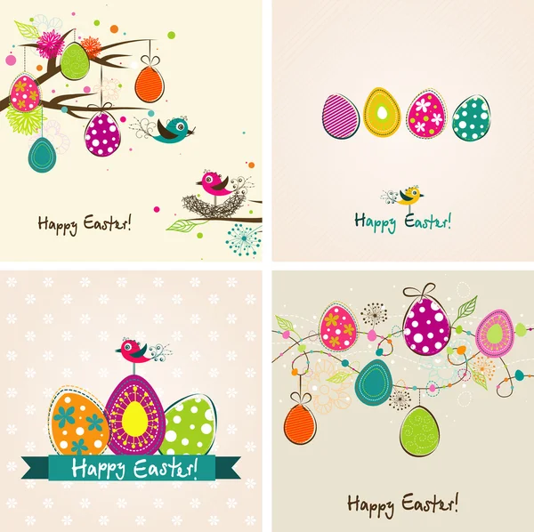 Tarjeta de felicitación de Pascua de plantilla, vector — Vector de stock