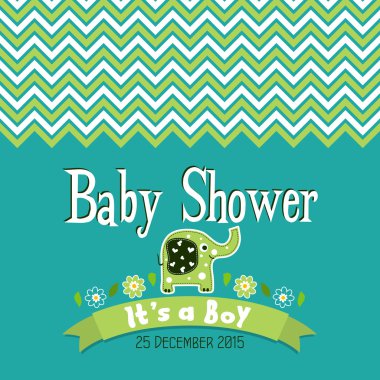 Template greeting card -  baby shower, vector clipart