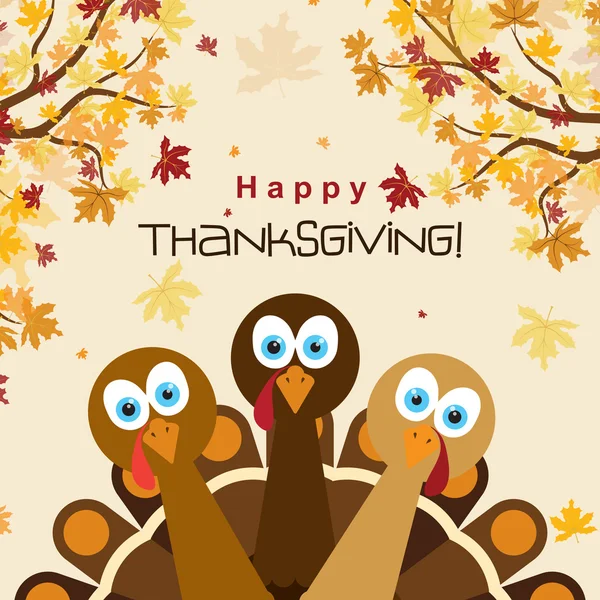 Sjabloon wenskaart met een happy Thanksgiving Turkije, vector — Stockvector