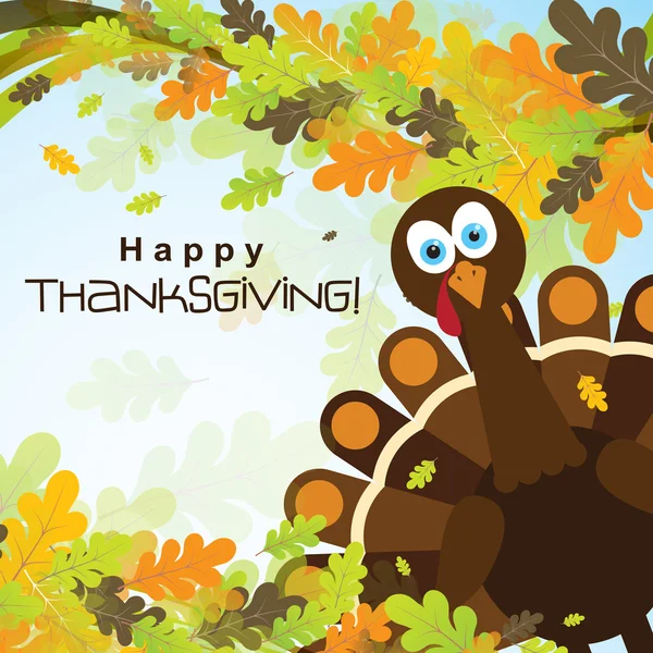 Sjabloon wenskaart met een happy Thanksgiving Turkije, vector — Stockvector