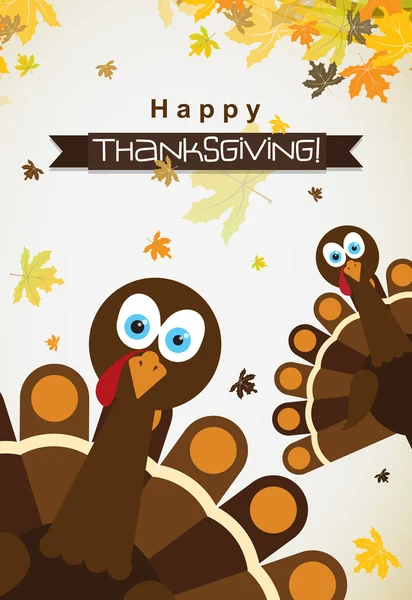 Template greeting card with a happy Thanksgiving turkey, vector — Stock Vector