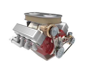 Beyaz arka plan üzerinde izole motor araç. 3D render illüstrasyon