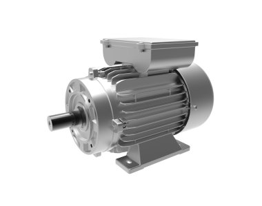 elektrik motoru. 3D görüntü. beyaz izole