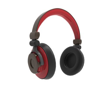 Kırmızı kulaklık 3d. Simge.