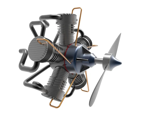 Radial motor de aeronaves imagem realista no fundo branco — Fotografia de Stock