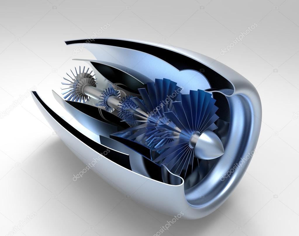 Jet engine inside. High resolution. 3D image