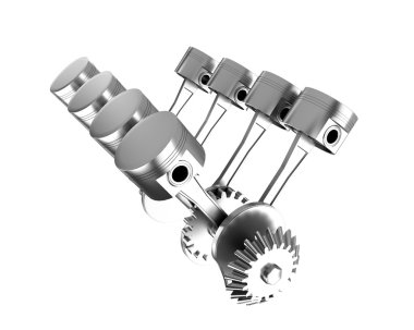 motor piston ve dişli. 3D görüntü