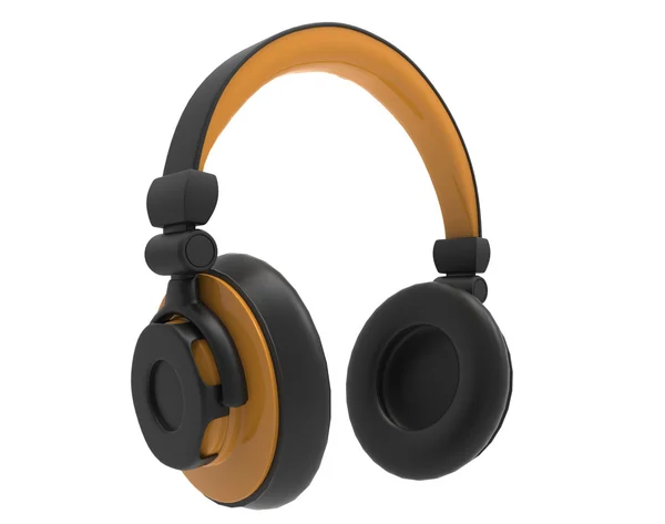 Golden headphones 3D. Icon — Stock Photo, Image