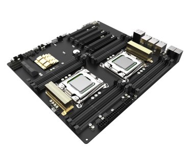 Merkez bilgisayar işlemci Cpu kavramı. teknolojik altyapı. Yüksek çözünürlükte 3d render