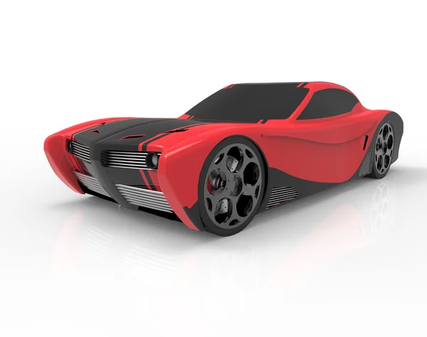 Rode auto op witte achtergrond. Mijn conceptcar ontwerp — Stockfoto