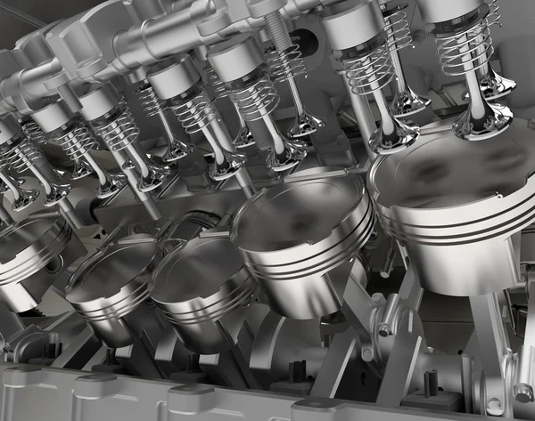 V8 araba motoru. modern otomobil motoru kavramı. yüksek çözünürlükte 3d render