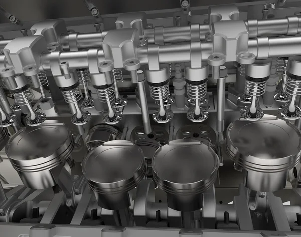 V8-Motor. Konzept des modernen Automotors. hochauflösendes 3D-Rendering — Stockfoto