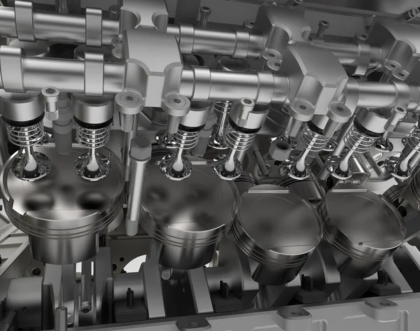 Motor de coche V8. Concepto de motor de coche moderno. Alta resolución 3d render —  Fotos de Stock