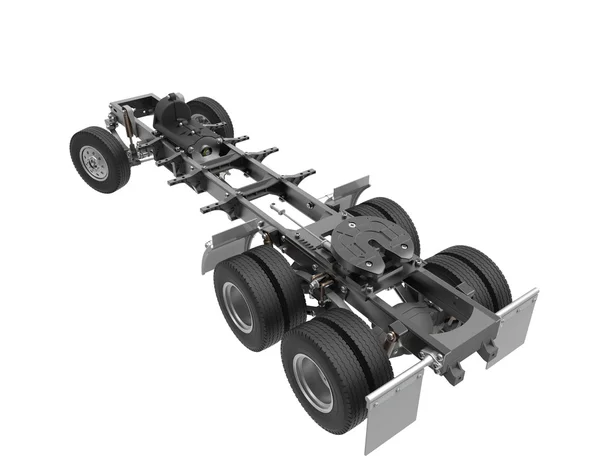 Fahrgestell mit Motor. Bild des Auto-Chassis mit Motor isoliert auf weiß. lizenzfreie Stockbilder