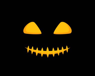 Karanlıkta ürkütücü bir gülümseme. Cadılar Bayramı vektör illüstrasyonu.