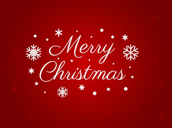 Joyeux Noël Carte Vœux Rouge Avec Flocons Neige Étoiles Illustration — Image vectorielle