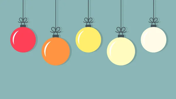 Kerst Kleurrijke Ballen Ornamenten Wenskaart Vectorillustratie — Stockvector